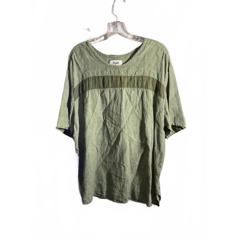 FLAX Women's Casual Green Top  Up to a Large